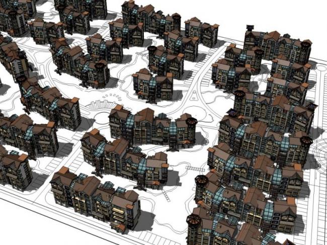 Sketchup别墅模型|别墅群,西班牙风格 Sketchup别墅模型|别墅群,西班牙风格