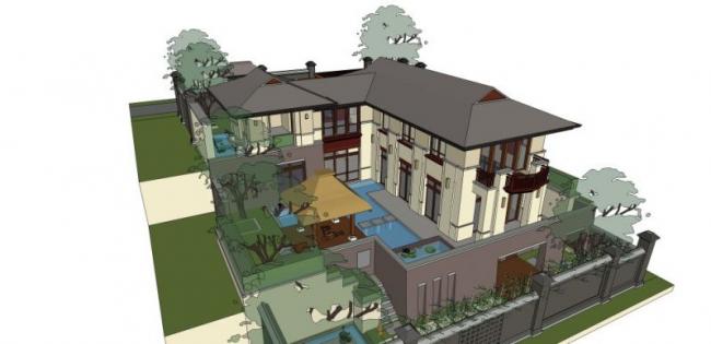 Sketchup别墅模型|独栋别墅,现代风格 Sketchup别墅模型|独栋别墅,现代风格