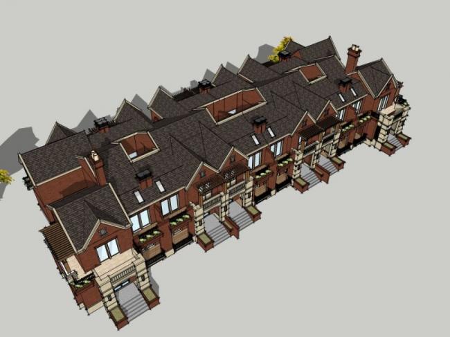 Sketchup别墅模型|联排别墅,现代风格 Sketchup别墅模型|联排别墅,现代风格