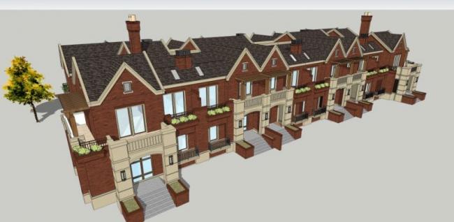 Sketchup别墅模型|联排别墅,现代风格 Sketchup别墅模型|联排别墅,现代风格