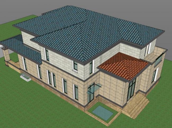 Sketchup别墅模型|独栋别墅,欧式风格 Sketchup别墅模型|独栋别墅,欧式风格