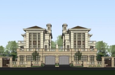 Sketchup别墅模型|双拼别墅，现代风格-BIM建筑网