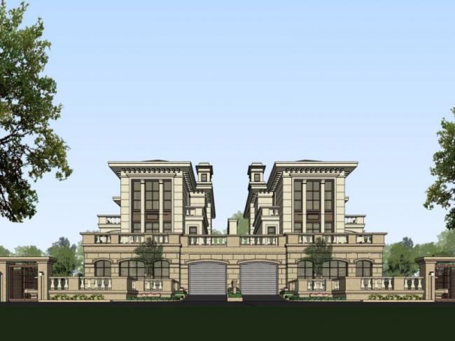 Sketchup别墅模型|双拼别墅,现代风格 Sketchup别墅模型|双拼别墅,现代风格