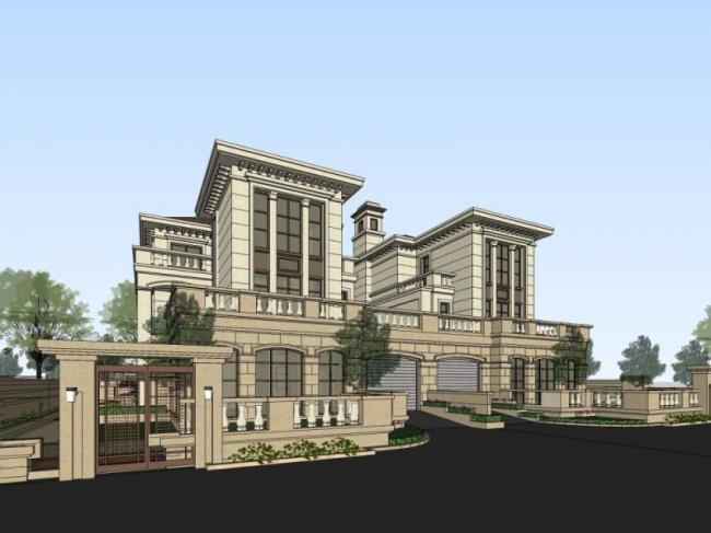 Sketchup别墅模型|双拼别墅,现代风格 Sketchup别墅模型|双拼别墅,现代风格