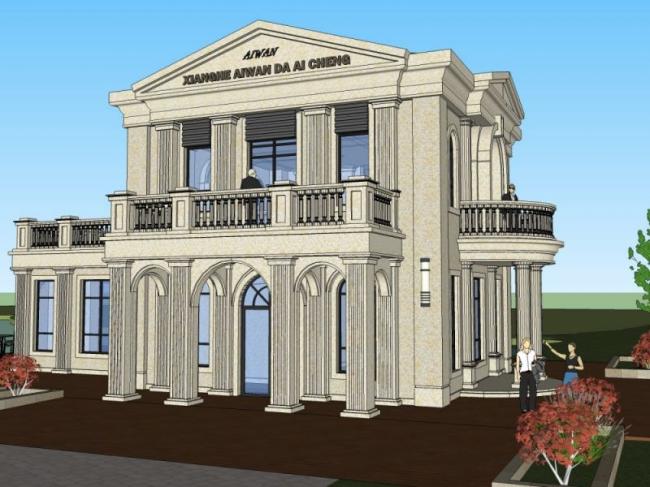 Sketchup别墅模型|独栋住宅,欧式风格 Sketchup别墅模型|独栋住宅,欧式风格