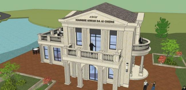 Sketchup别墅模型|独栋住宅,欧式风格 Sketchup别墅模型|独栋住宅,欧式风格