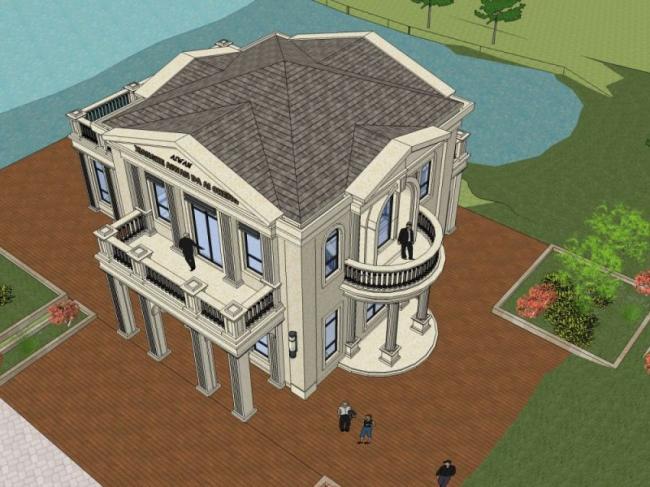 Sketchup别墅模型|独栋住宅,欧式风格 Sketchup别墅模型|独栋住宅,欧式风格