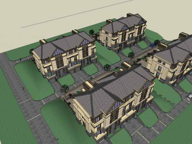 Sketchup别墅模型|联排别墅,现代风格 Sketchup别墅模型|联排别墅,现代风格