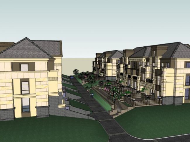 Sketchup别墅模型|联排别墅,现代风格 Sketchup别墅模型|联排别墅,现代风格