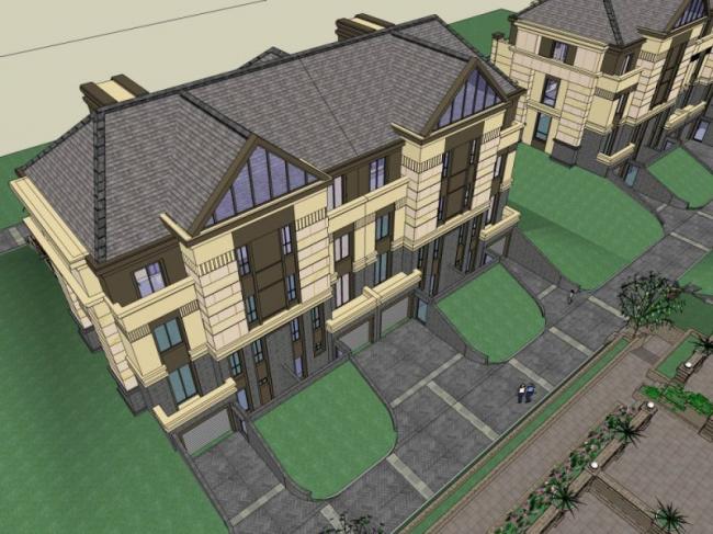 Sketchup别墅模型|联排别墅,现代风格 Sketchup别墅模型|联排别墅,现代风格