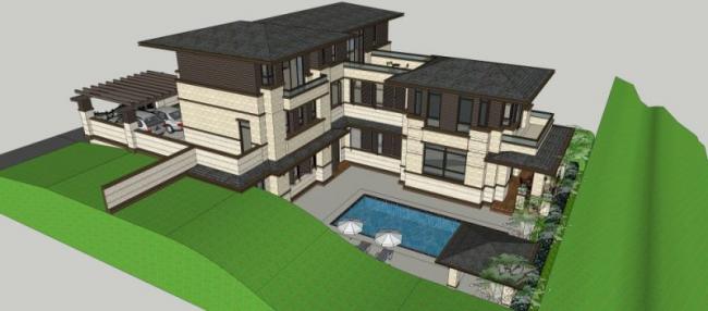 Sketchup别墅模型|叠拼别墅,现代风格 Sketchup别墅模型|叠拼别墅,现代风格