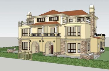 Sketchup别墅模型|双拼别墅，欧式风格-BIM建筑网