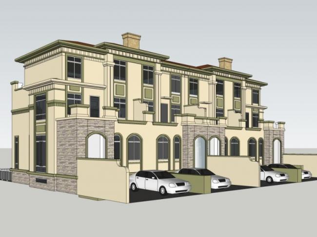 Sketchup别墅模型|联排别墅,现代风格 Sketchup别墅模型|联排别墅,现代风格