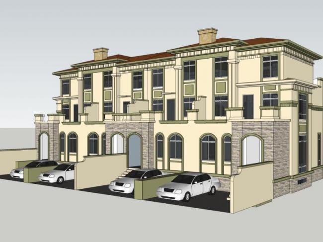 Sketchup别墅模型|联排别墅,现代风格 Sketchup别墅模型|联排别墅,现代风格