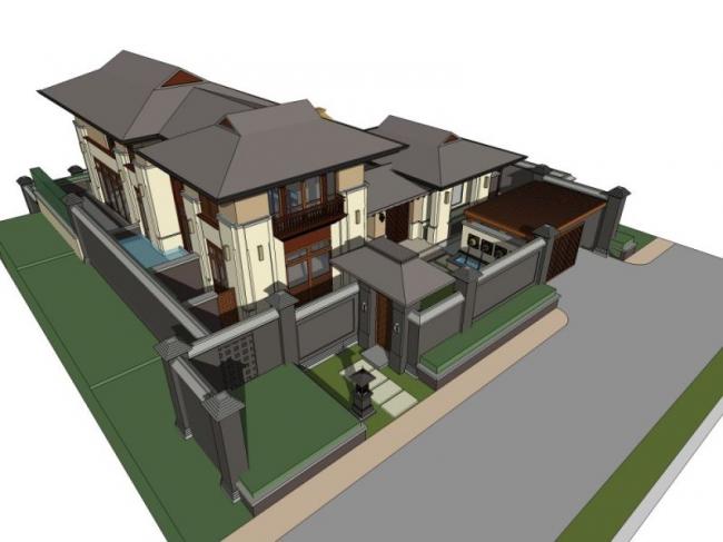 Sketchup别墅模型|独栋别墅,现代风格 Sketchup别墅模型|独栋别墅,现代风格