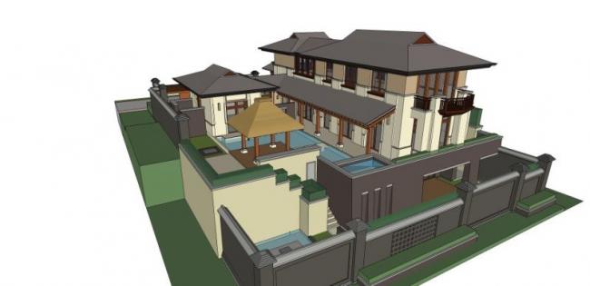 Sketchup别墅模型|独栋别墅,现代风格 Sketchup别墅模型|独栋别墅,现代风格