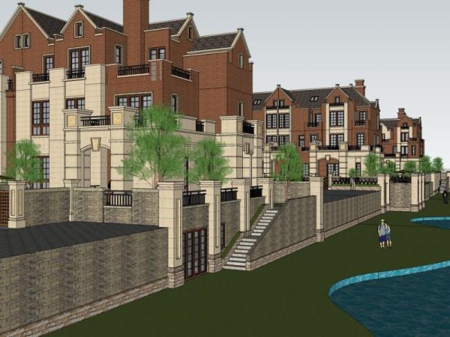 Sketchup别墅模型|联排别墅,欧式风格 Sketchup别墅模型|联排别墅,欧式风格