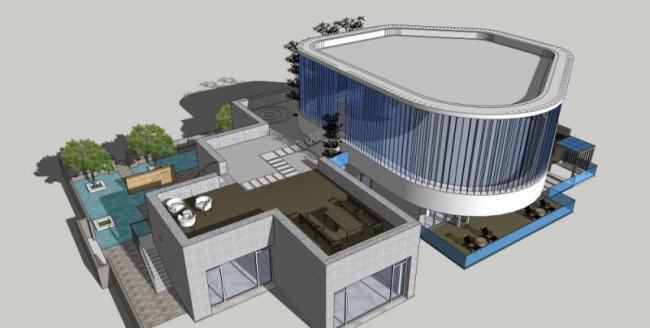 Sketchup别墅模型|独栋别墅,现代风格 Sketchup别墅模型|独栋别墅,现代风格