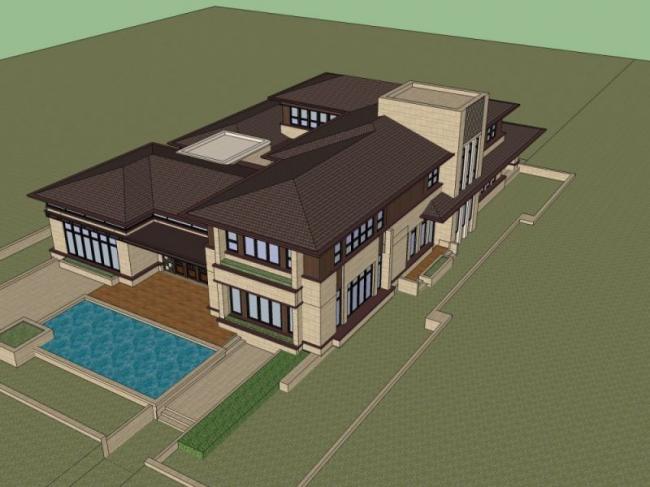 Sketchup别墅模型|独栋别墅,古典风格 Sketchup别墅模型|独栋别墅,古典风格