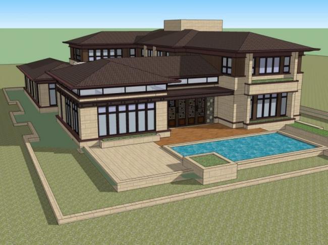 Sketchup别墅模型|独栋别墅,古典风格 Sketchup别墅模型|独栋别墅,古典风格
