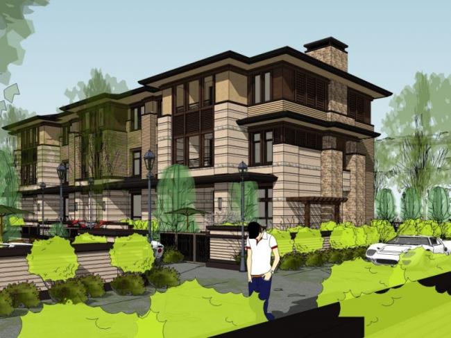 Sketchup别墅模型|联排别墅,现代风格 Sketchup别墅模型|联排别墅,现代风格