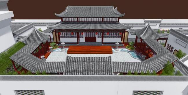 Sketchup别墅模型|独栋别墅,中式风格 Sketchup别墅模型|独栋别墅,中式风格