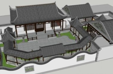 Sketchup别墅模型|独栋别墅，中式风格-BIM建筑网