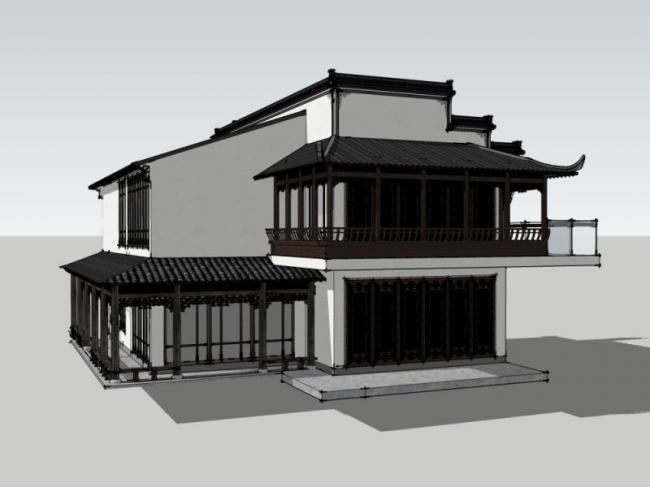 Sketchup别墅模型|独栋别墅,中式风格 Sketchup别墅模型|独栋别墅,中式风格