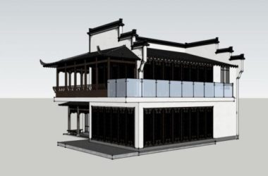 Sketchup别墅模型|独栋别墅，中式风格-BIM建筑网