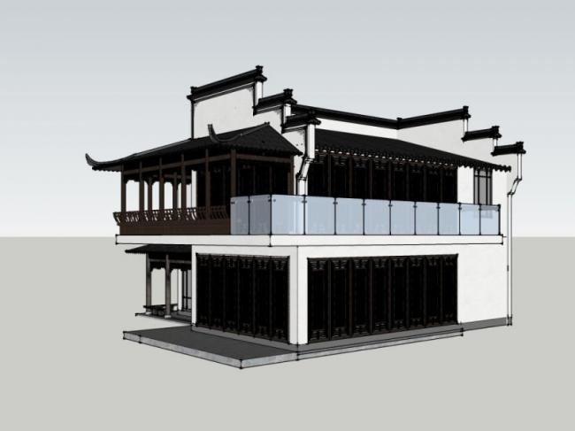 Sketchup别墅模型|独栋别墅,中式风格 Sketchup别墅模型|独栋别墅,中式风格