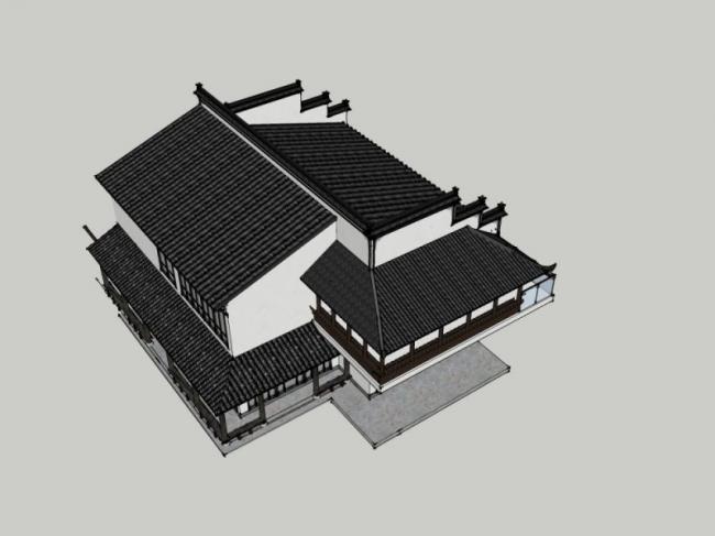 Sketchup别墅模型|独栋别墅,中式风格 Sketchup别墅模型|独栋别墅,中式风格