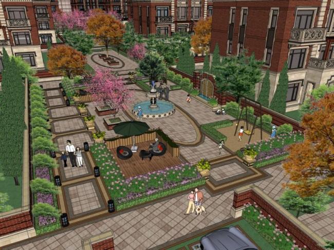 Sketchup别墅模型|别墅群,英式风格 Sketchup别墅模型|别墅群,英式风格