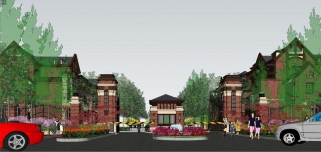 Sketchup别墅模型|别墅区大门,英式风格 Sketchup别墅模型|别墅区大门,英式风格