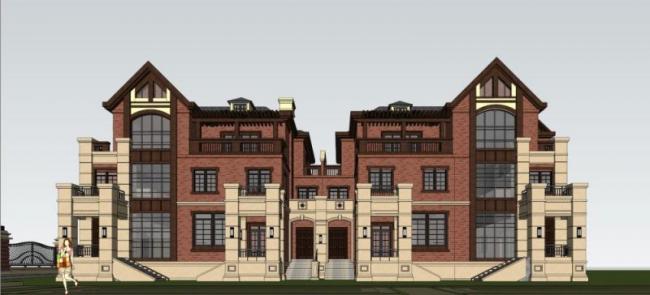 Sketchup别墅模型|别墅区大门,英式风格 Sketchup别墅模型|别墅区大门,英式风格