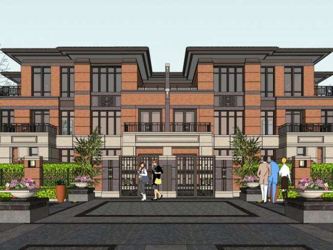 Sketchup别墅模型|双拼别墅,现代风格 Sketchup别墅模型|双拼别墅,现代风格