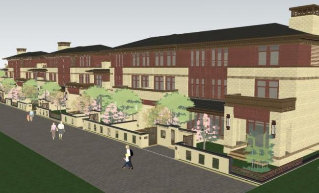 Sketchup别墅模型|联排别墅,新中式风格 Sketchup别墅模型|联排别墅,新中式风格