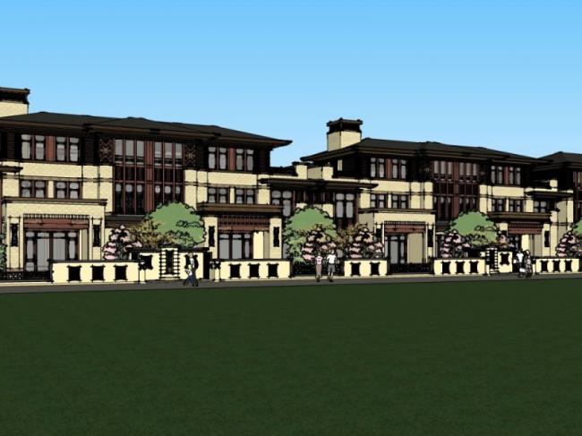 Sketchup别墅模型|联排别墅,新中式风格 Sketchup别墅模型|联排别墅,新中式风格