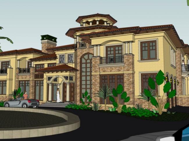 Sketchup别墅模型|独栋别墅,西班牙风格 Sketchup别墅模型|独栋别墅,西班牙风格