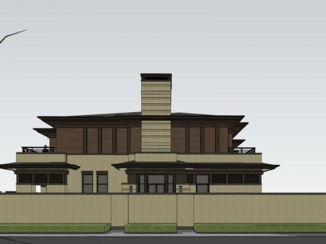 Sketchup别墅模型|双拼别墅,现代风格 Sketchup别墅模型|双拼别墅,现代风格