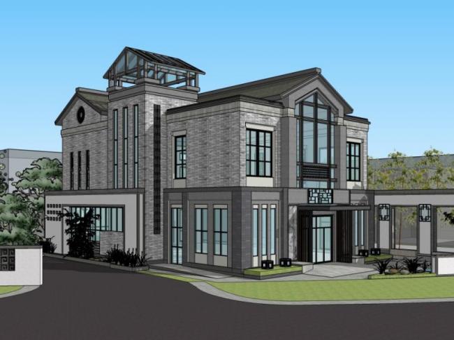 Sketchup别墅模型|独栋别墅,现代中式风格 Sketchup别墅模型|独栋别墅,现代中式风格