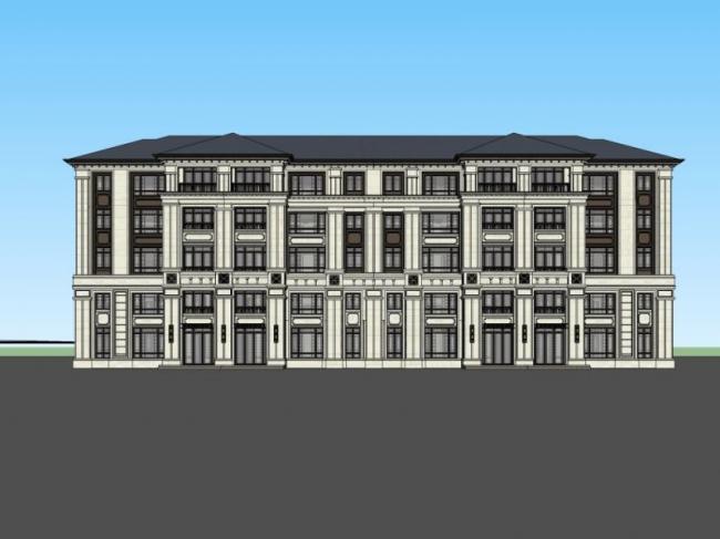 Sketchup别墅模型|联排别墅,现代风格 Sketchup别墅模型|联排别墅,现代风格