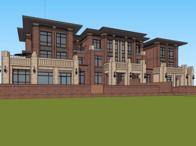 Sketchup别墅模型|联排别墅,现代风格 Sketchup别墅模型|联排别墅,现代风格