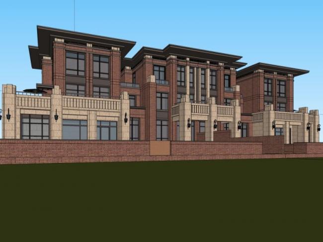 Sketchup别墅模型|联排别墅,现代风格 Sketchup别墅模型|联排别墅,现代风格