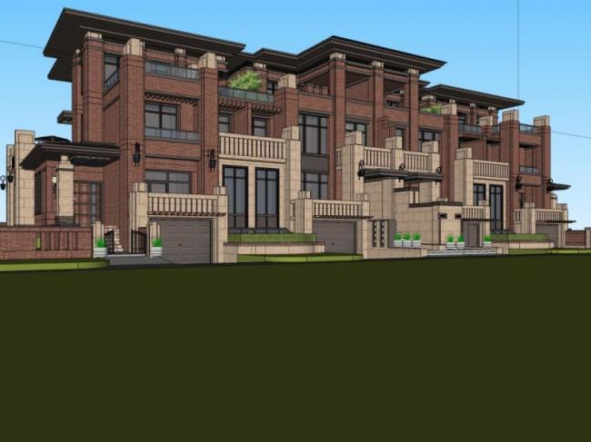 Sketchup别墅模型|联排别墅,现代风格 Sketchup别墅模型|联排别墅,现代风格