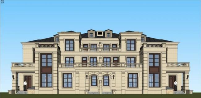 Sketchup别墅模型|双拼别墅,现代风格 Sketchup别墅模型|双拼别墅,现代风格