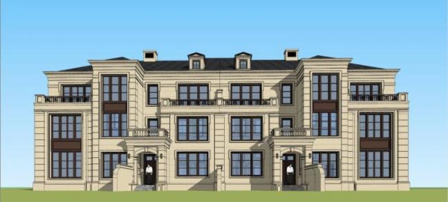 Sketchup别墅模型|双拼别墅,现代风格 Sketchup别墅模型|双拼别墅,现代风格