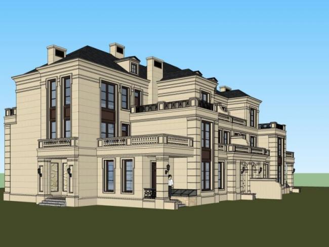 Sketchup别墅模型|双拼别墅,现代风格 Sketchup别墅模型|双拼别墅,现代风格