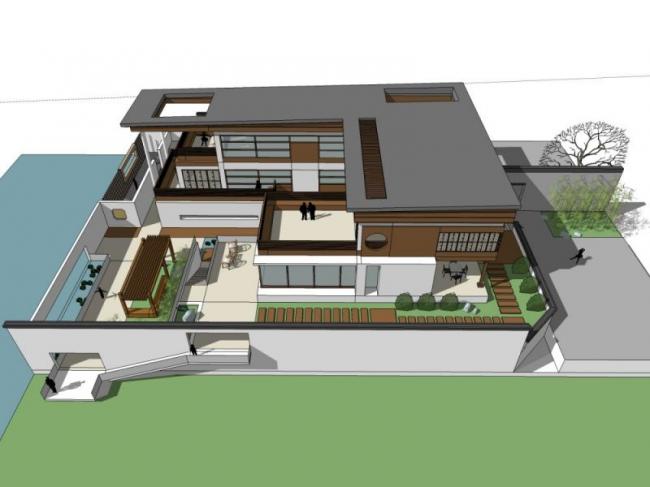 Sketchup别墅模型|独栋别墅,现代中式风格 Sketchup别墅模型|独栋别墅,现代中式风格