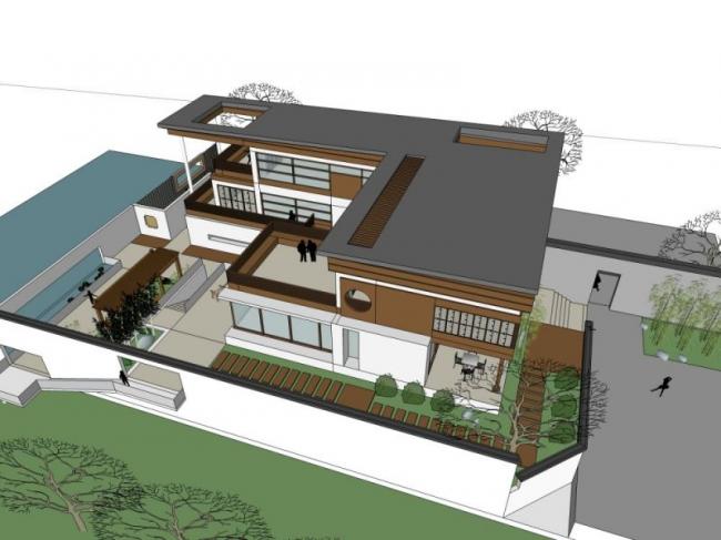 Sketchup别墅模型|独栋别墅,现代中式风格 Sketchup别墅模型|独栋别墅,现代中式风格