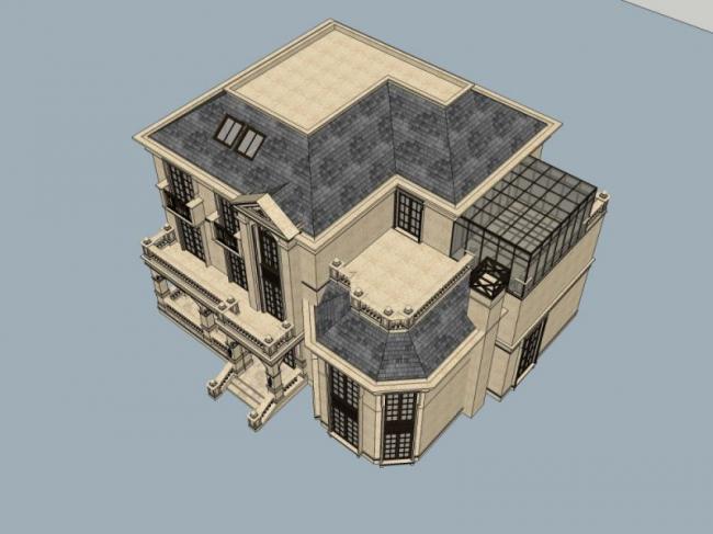 Sketchup别墅模型|独栋别墅,法式风格 Sketchup别墅模型|独栋别墅,法式风格